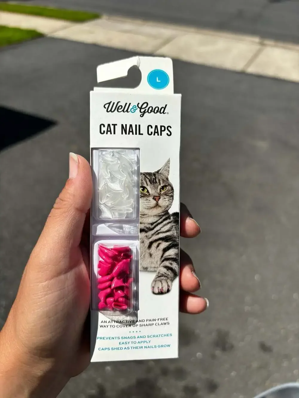 Well & Good Cat Nail Caps, Large, Clear & Pink